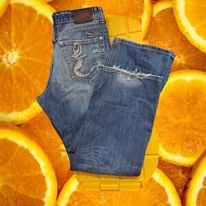 Marc Ecko Women's Boot Fit Embroidered Pockets Boot‎ Cut Jeans Size W36